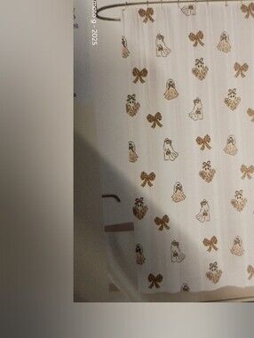 Halloween  Ghost Shower Curtain  with Leopard Bow